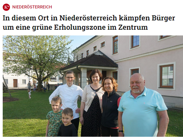 Kurier berichtet Petition Neuhofen an der Ybbs gegen Bodenversiegelung. Rettet die Grünflächen und Altbestand. Alte Volksschule.